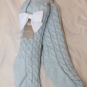 NWT UGG WOMEN'S GIRLS FLEECE LINED SPARKLE BOW SOCKS‎ BLUE